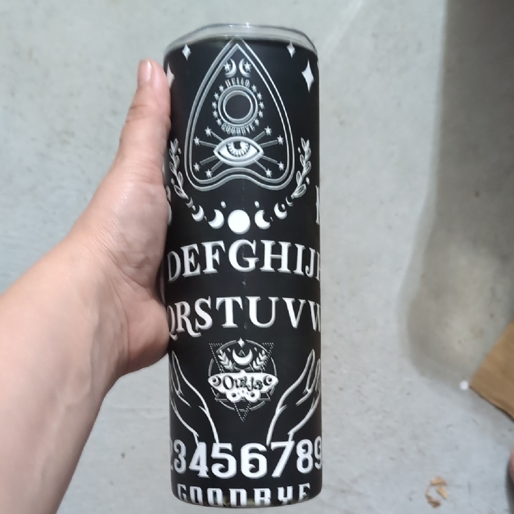Mystical Black and White Ouija Board Tumbler